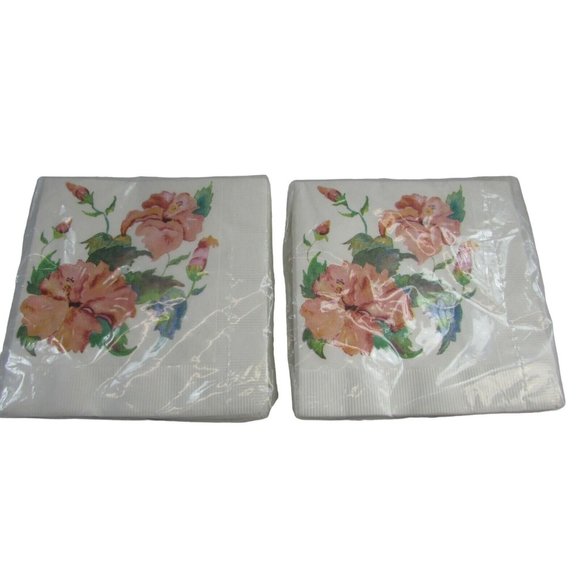 Vintage Potpourri Peach Floral Paper Cocktail Napkins 34272 - Picture 1 of 2